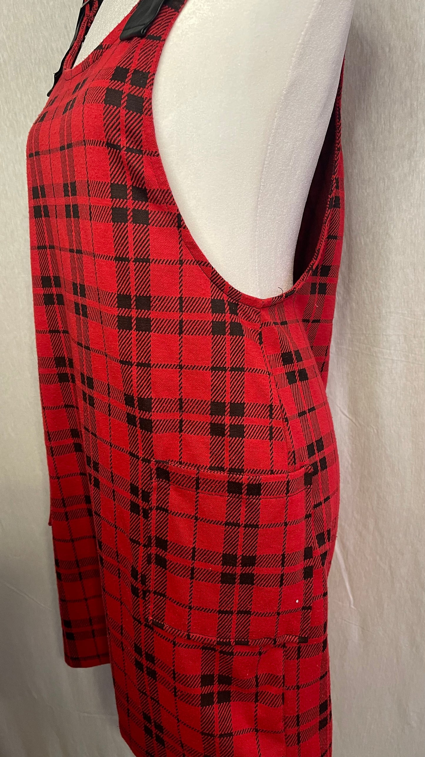 MED Red Plaid Vest Style Dress No Boundaries