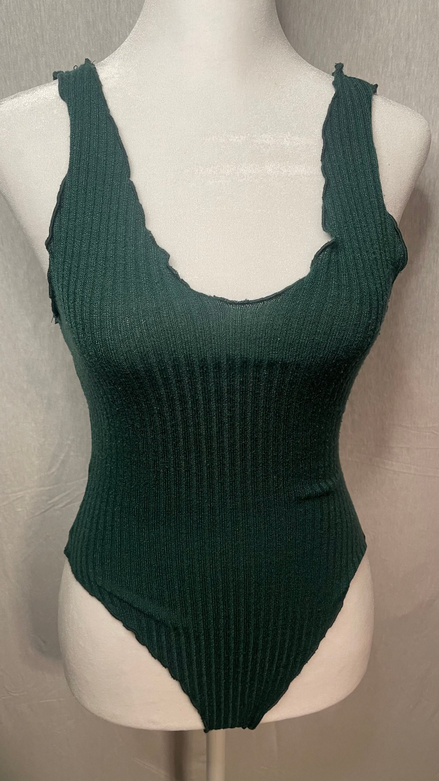 XS Green Low Cut Bodysuit
