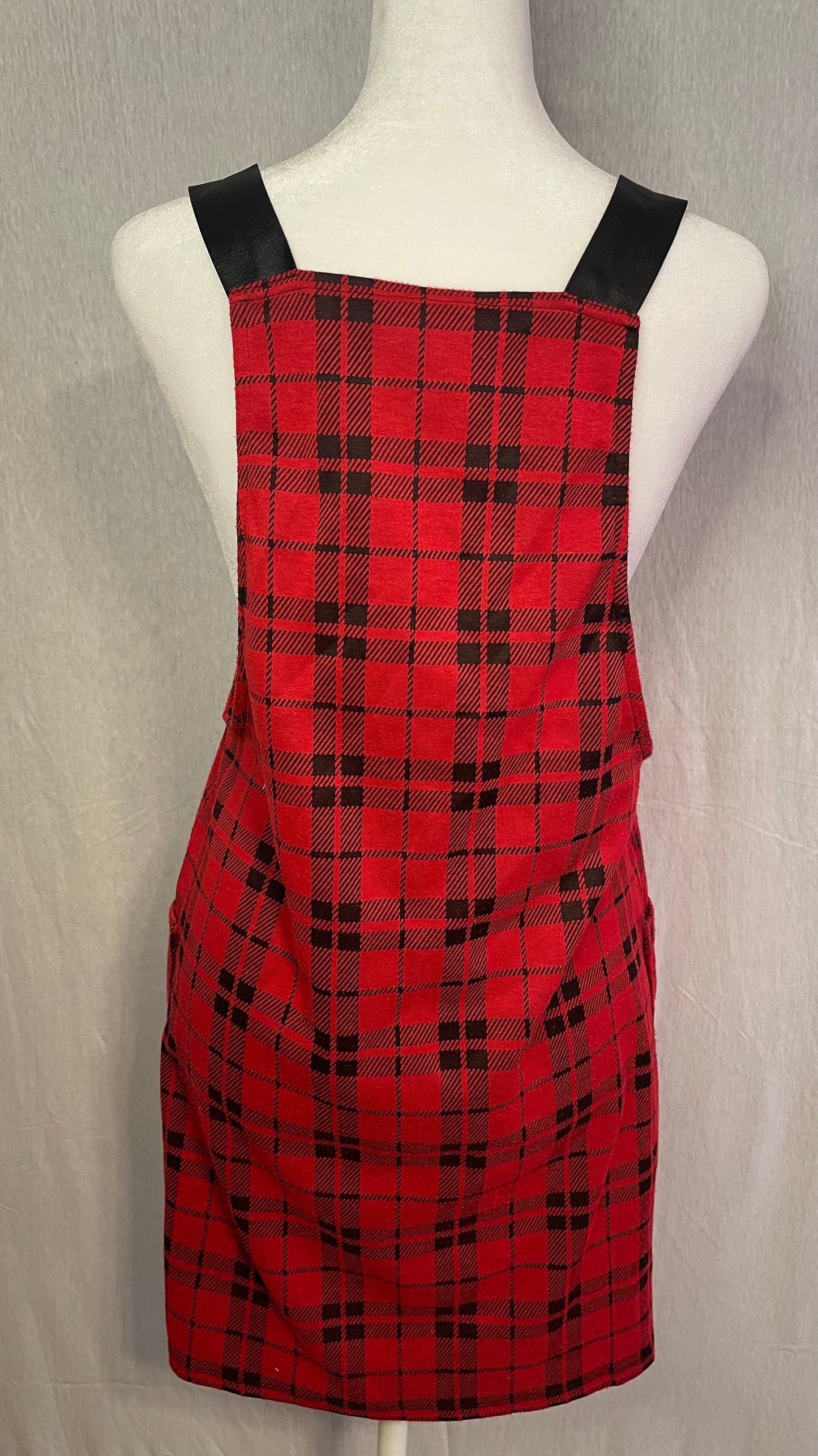 MED Red Plaid Vest Style Dress No Boundaries