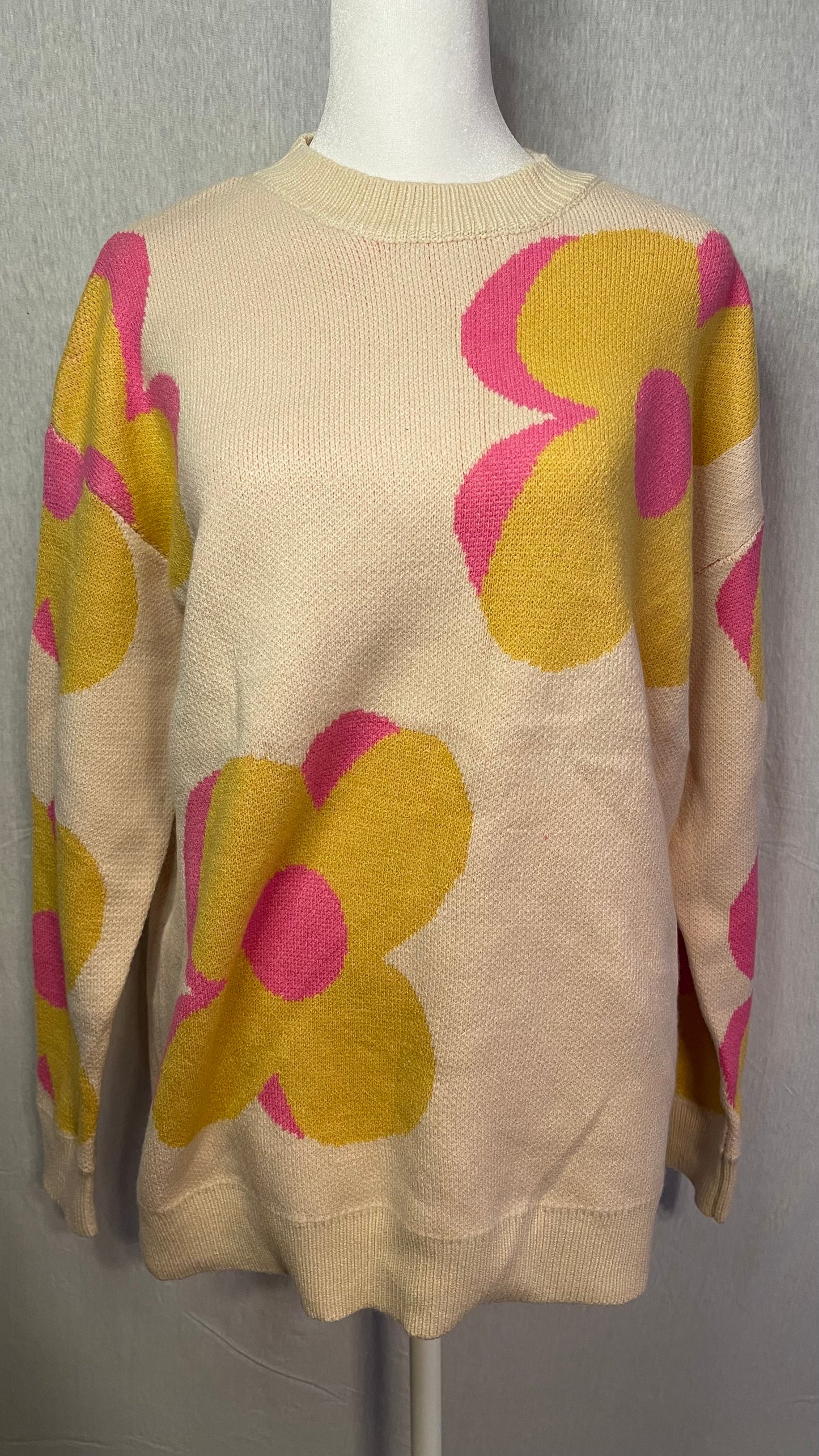 NWOT LG Pink Flower Sweater