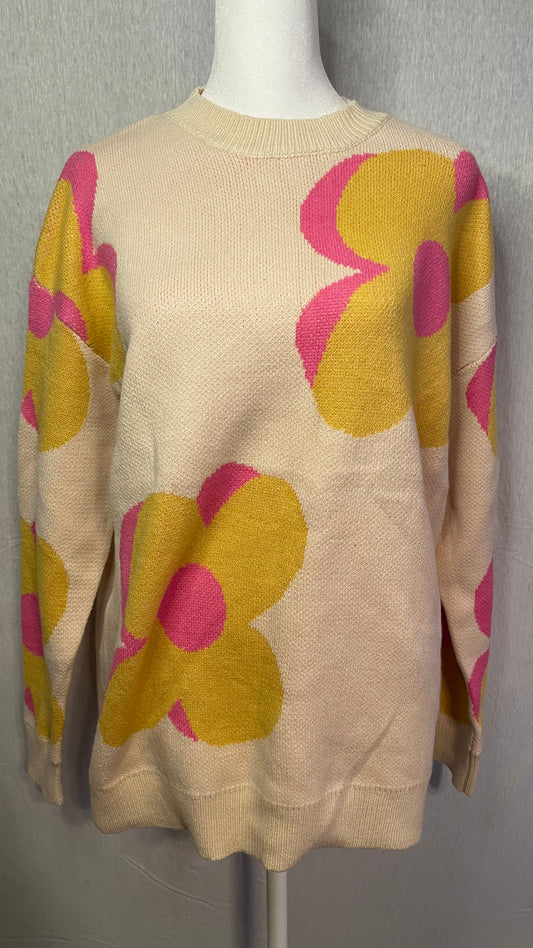 NWOT LG Pink Flower Sweater