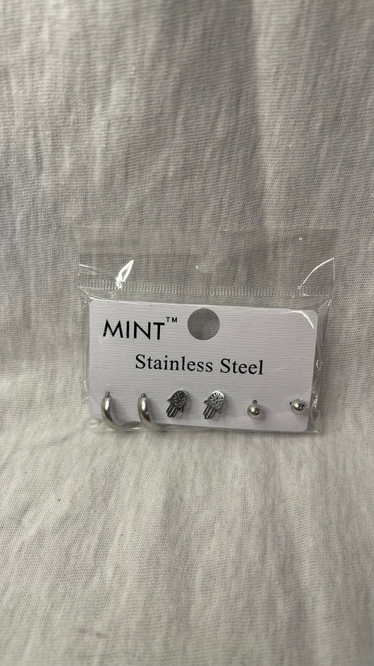 NWT / 3 pc Small Hoop Silver Earring Set