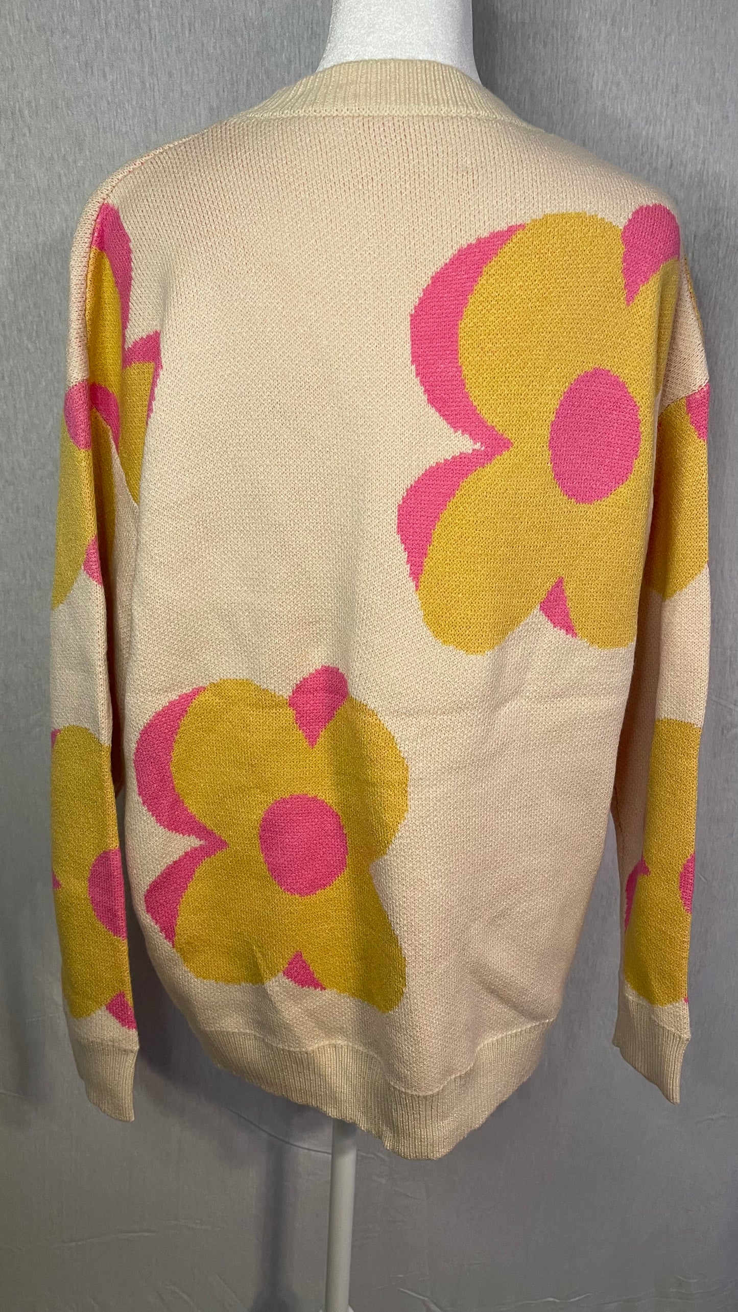 NWOT LG Pink Flower Sweater