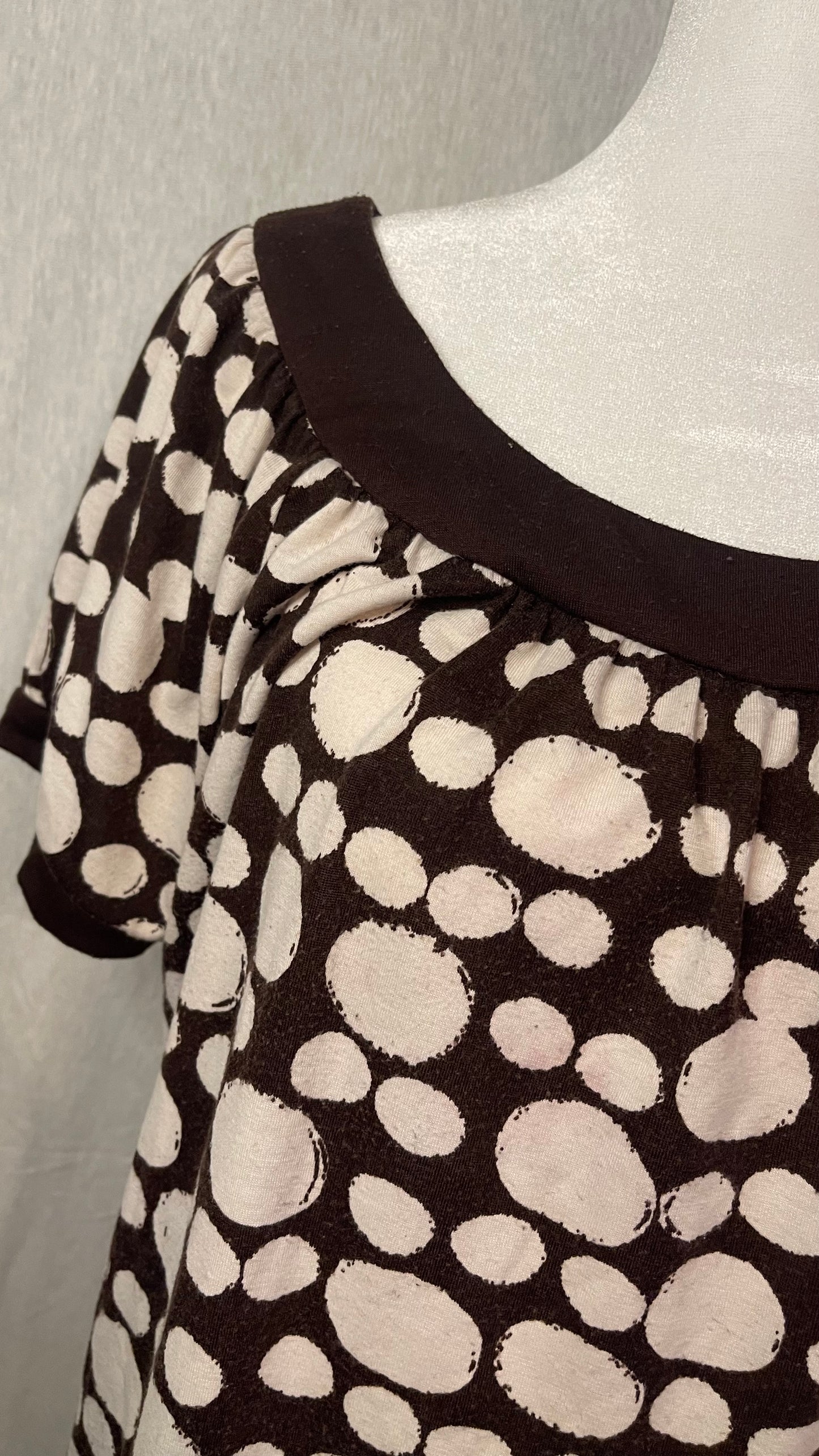 MED Cato Brown and White Polka Dot Top