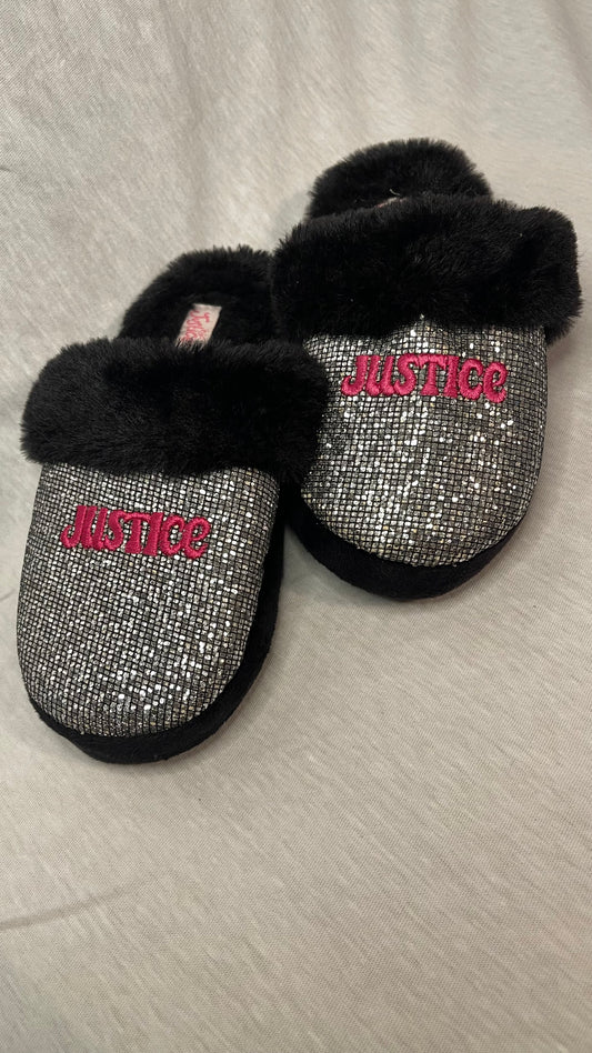 Size 13-1 Girls Justice Fuzzy Slippers