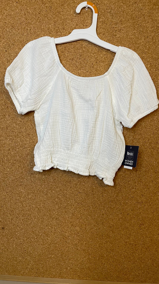 NWT / Girls Small (6-7) White Ruffle Top