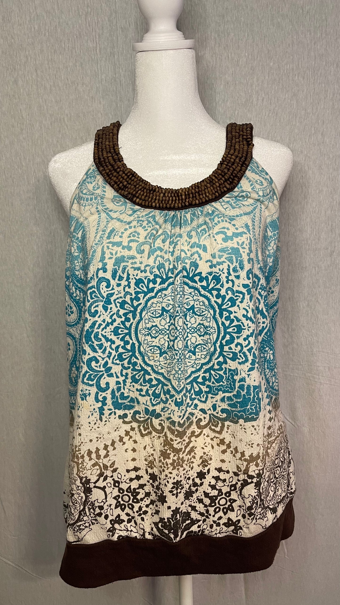 MED Cato Brown and Blue Sleeveless Top