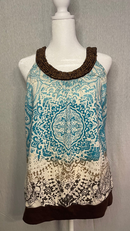 MED Cato Brown and Blue Sleeveless Top