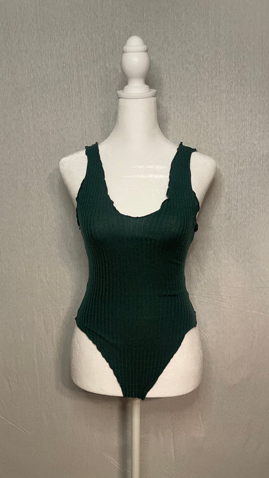 XS Green Low Cut Bodysuit