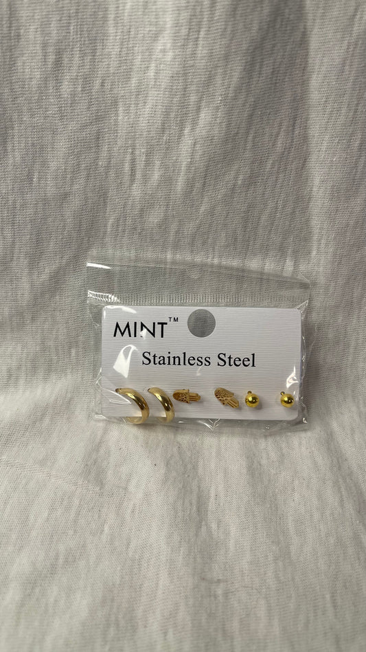 NWT / 3 pc Small Hoop Gold Earring Set