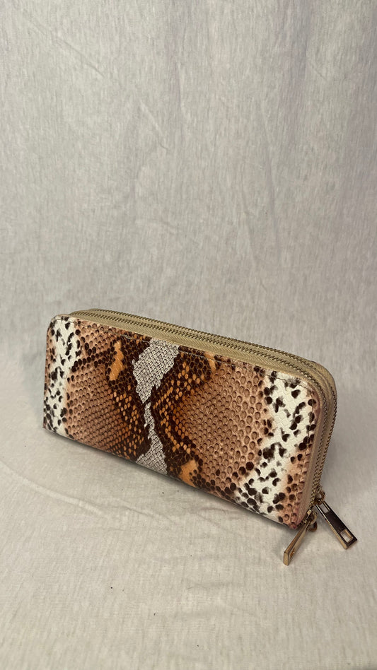 Animal Skin Print Double Zip Wallet