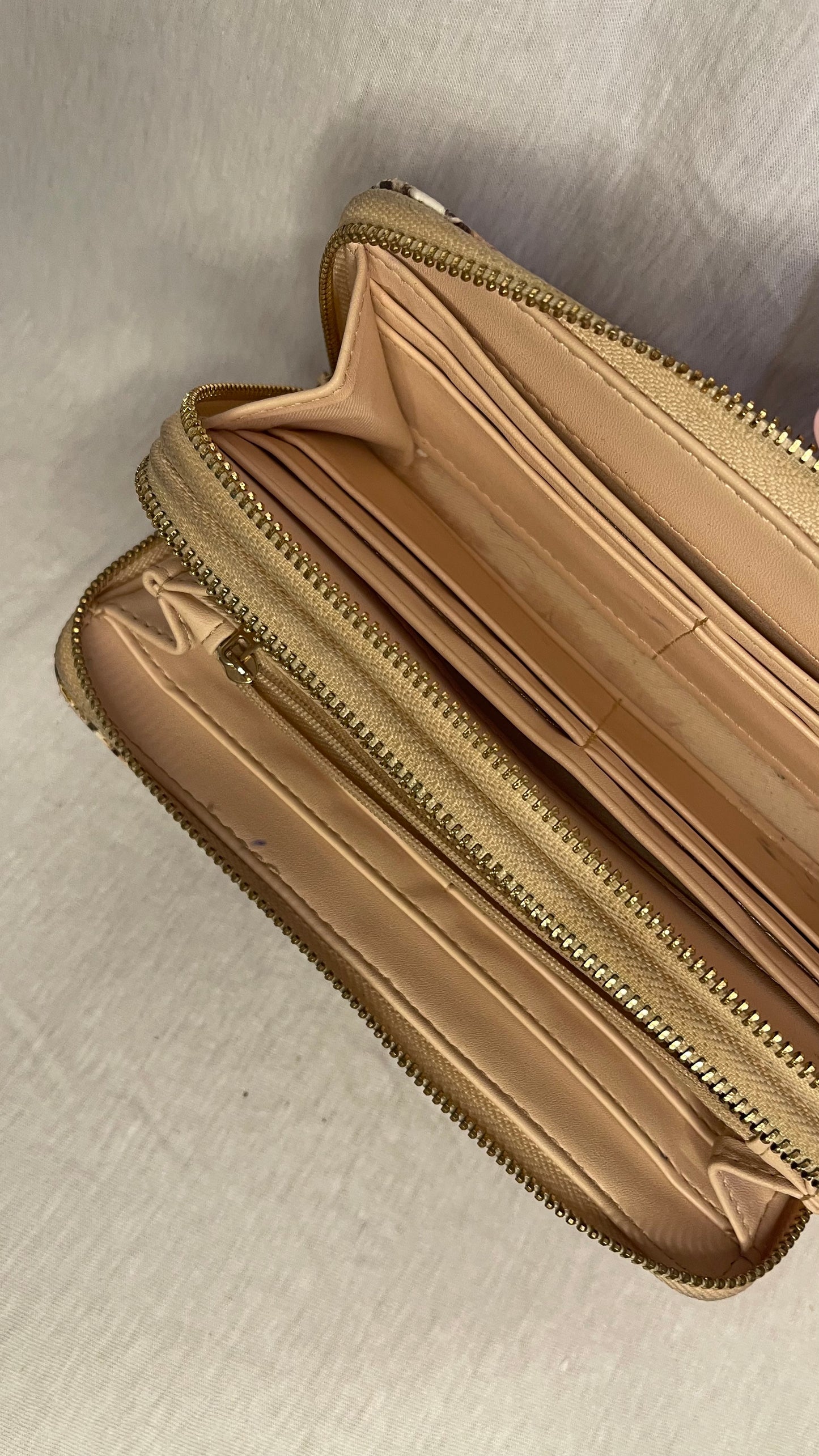 Animal Skin Print Double Zip Wallet