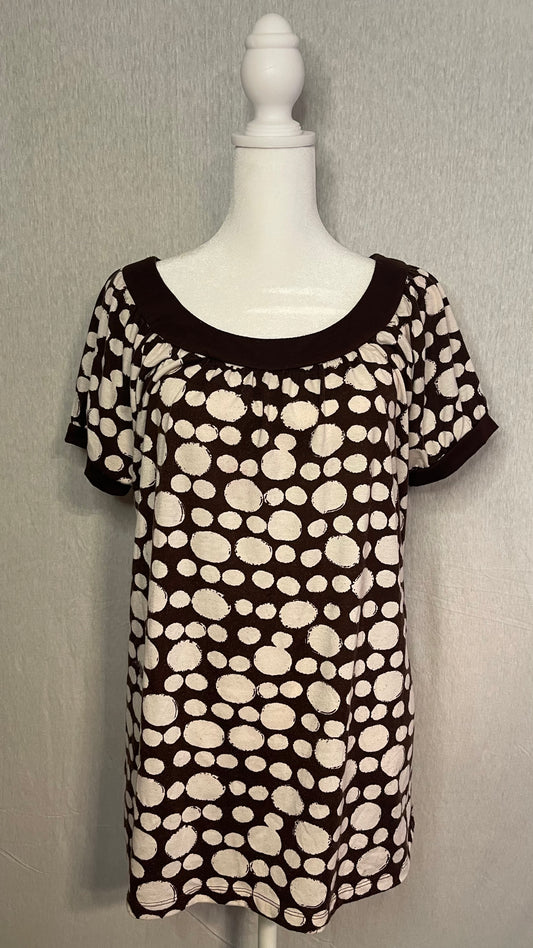 MED Cato Brown and White Polka Dot Top