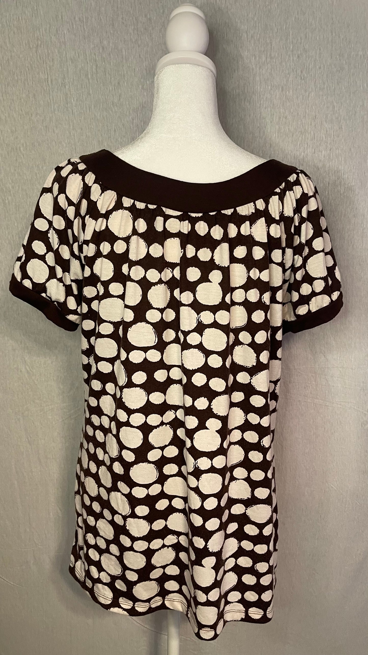 MED Cato Brown and White Polka Dot Top