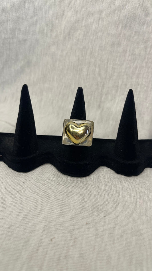 Gold Heart Chunky Ring