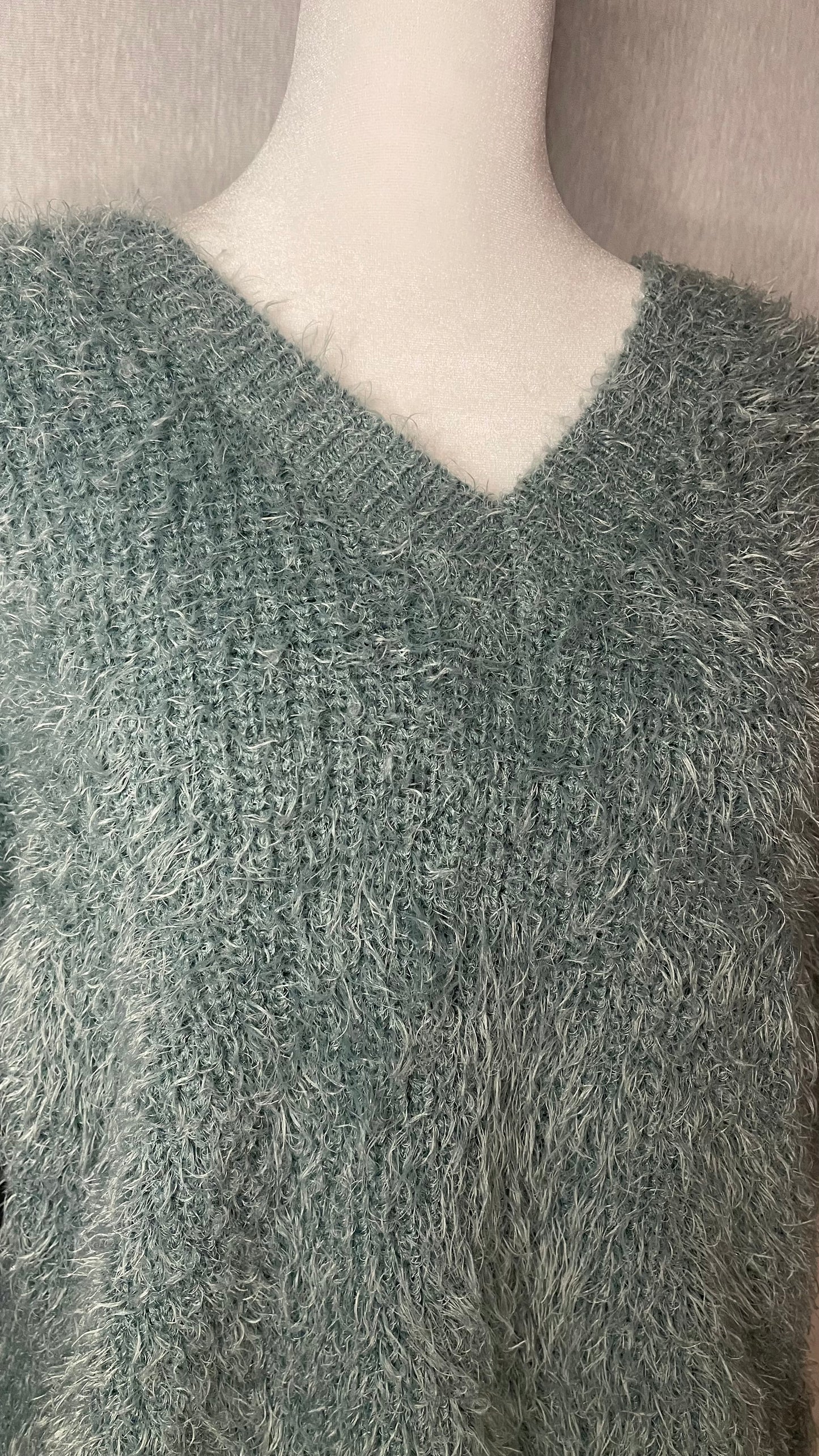 LG Seafoam Green Fuzzy Sweater