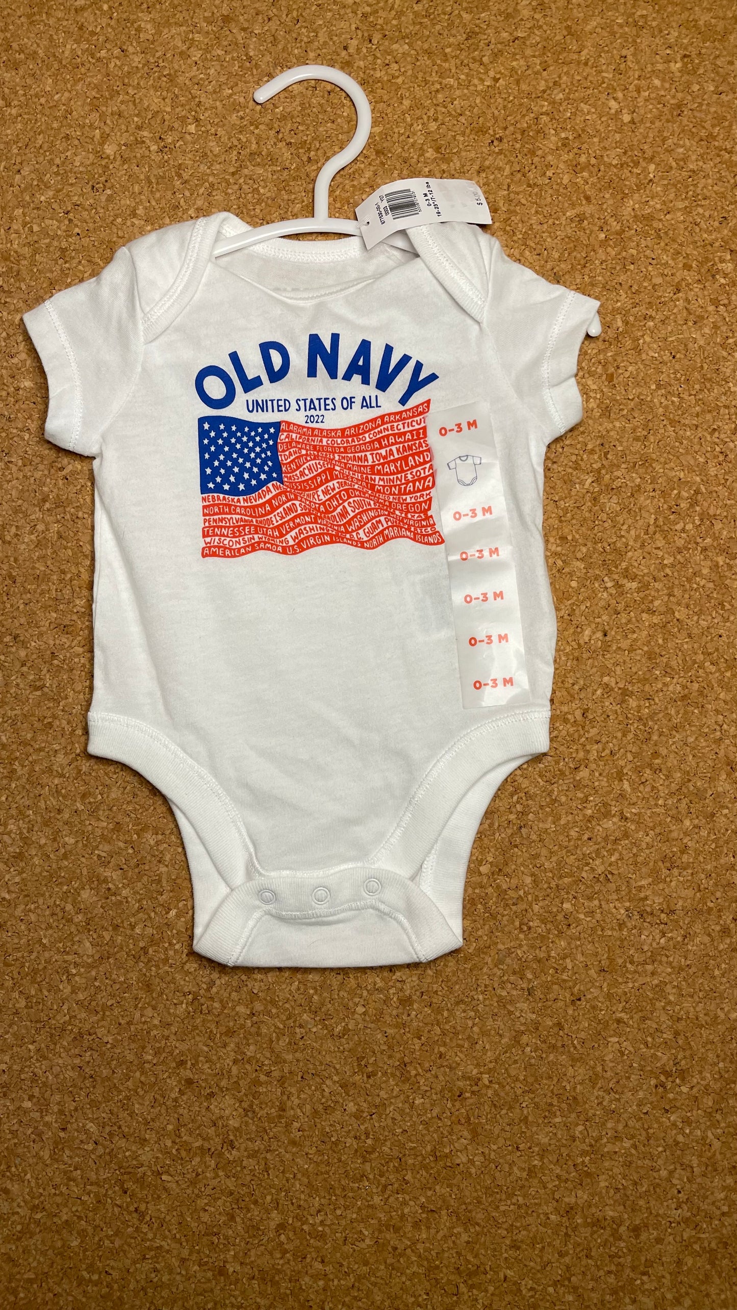 0-3 MO NWT White Old Navy Onesie