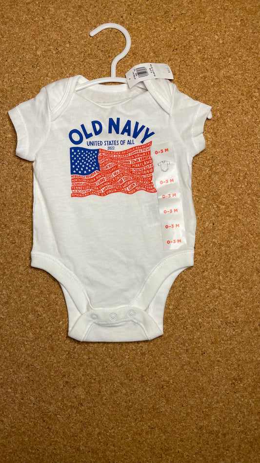 0-3 MO NWT White Old Navy Onesie