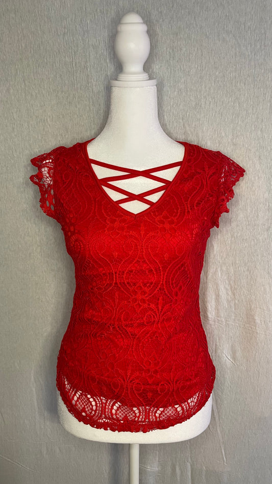 SM Red Lace No Boundaries Top