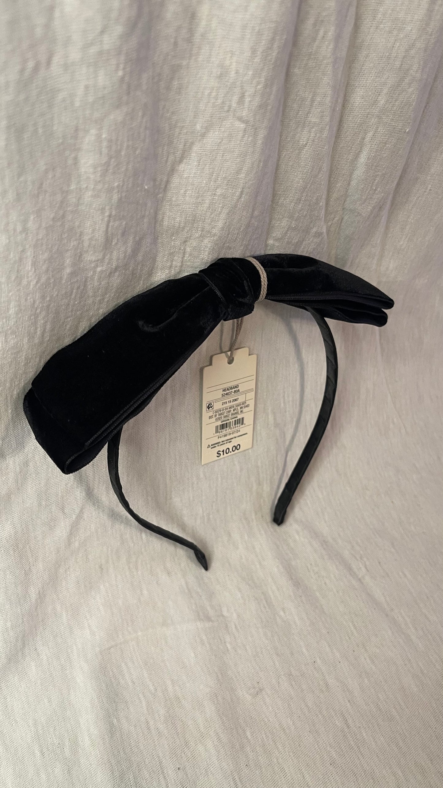 NWT / Girls Black Bow Headband