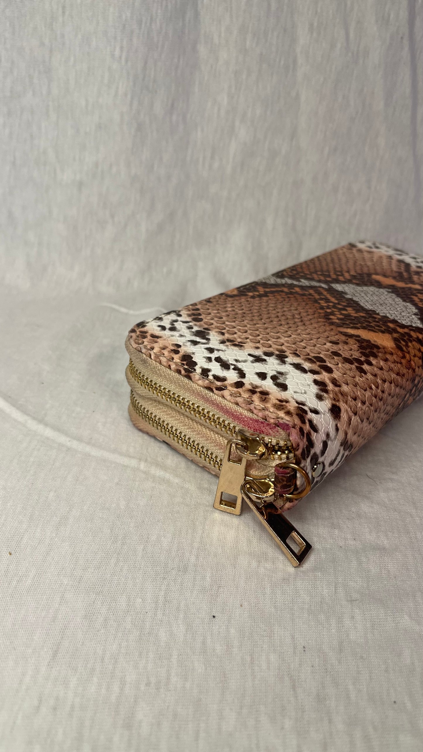 Animal Skin Print Double Zip Wallet