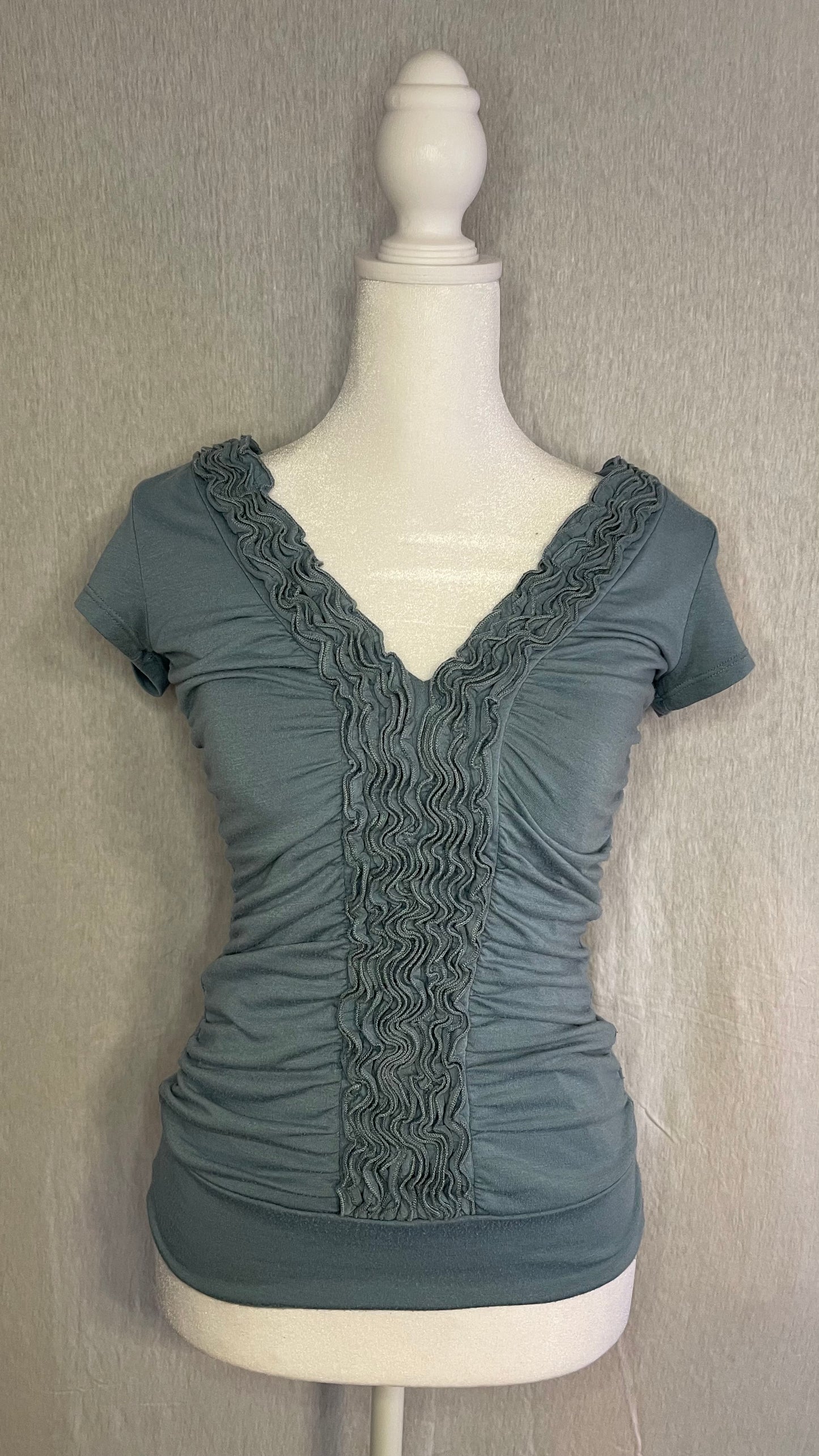 SM Y2K Blue/Green Ruffle Top